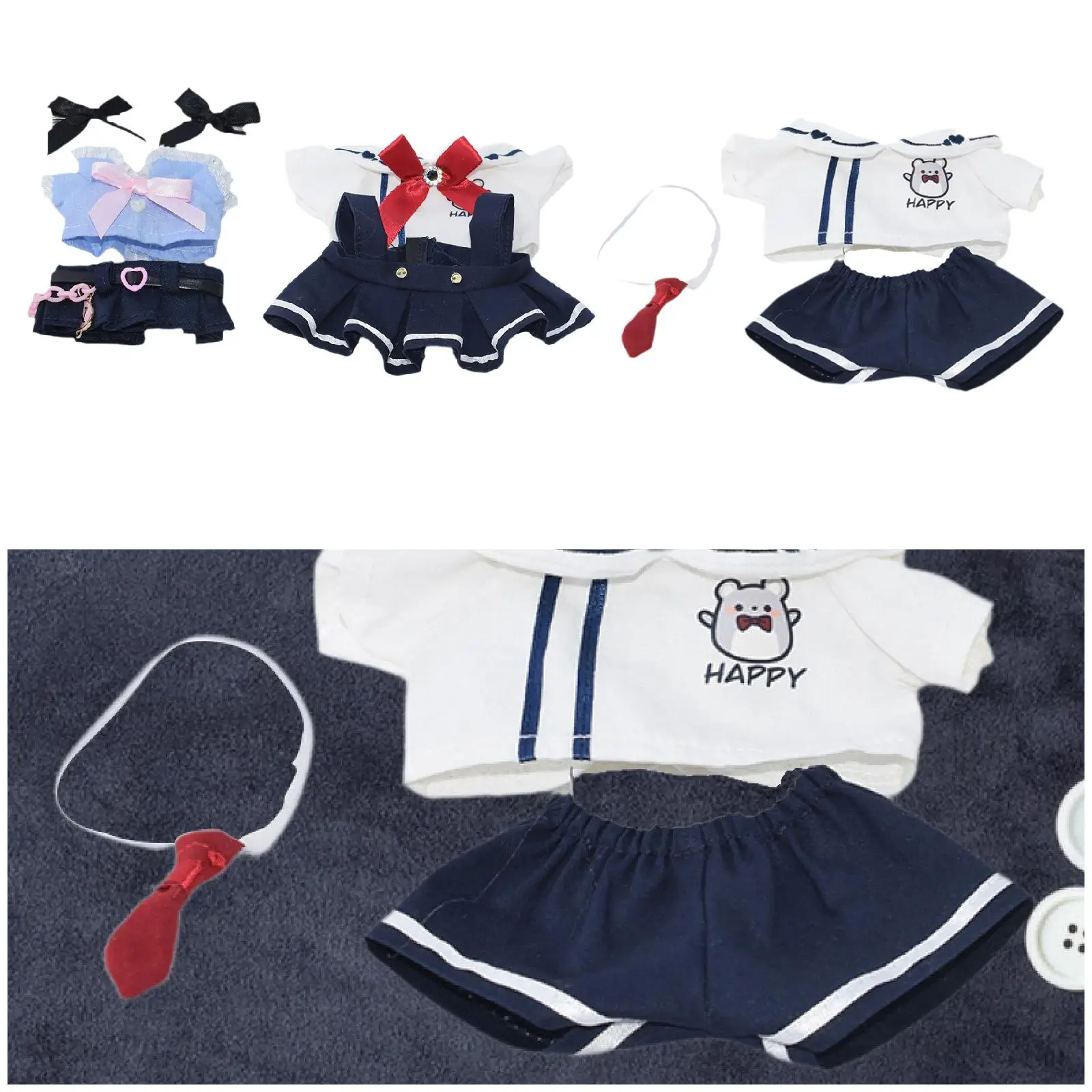 17cm Doll Clothes Fashion Cute Photo Props for Kids Dress up Cute Doll Clothes Suit Uniform Outifit Set Pendant Doll Clothes