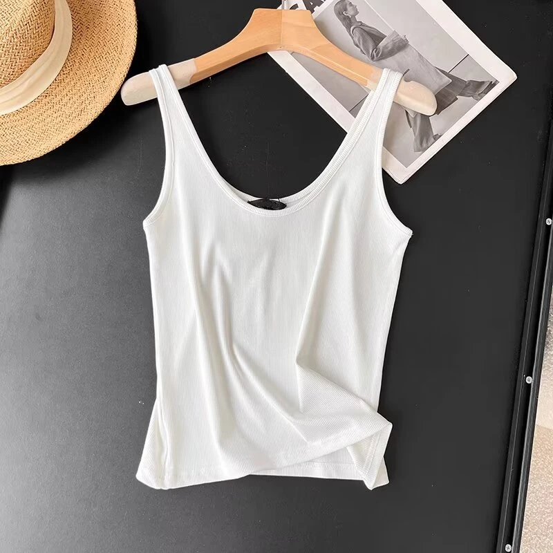 Jenny&Dave Summer T-Shirt For Women Fashion Ladies Tank Tops Knitted Rib Nordic Minimalist Basic T-shirt Women