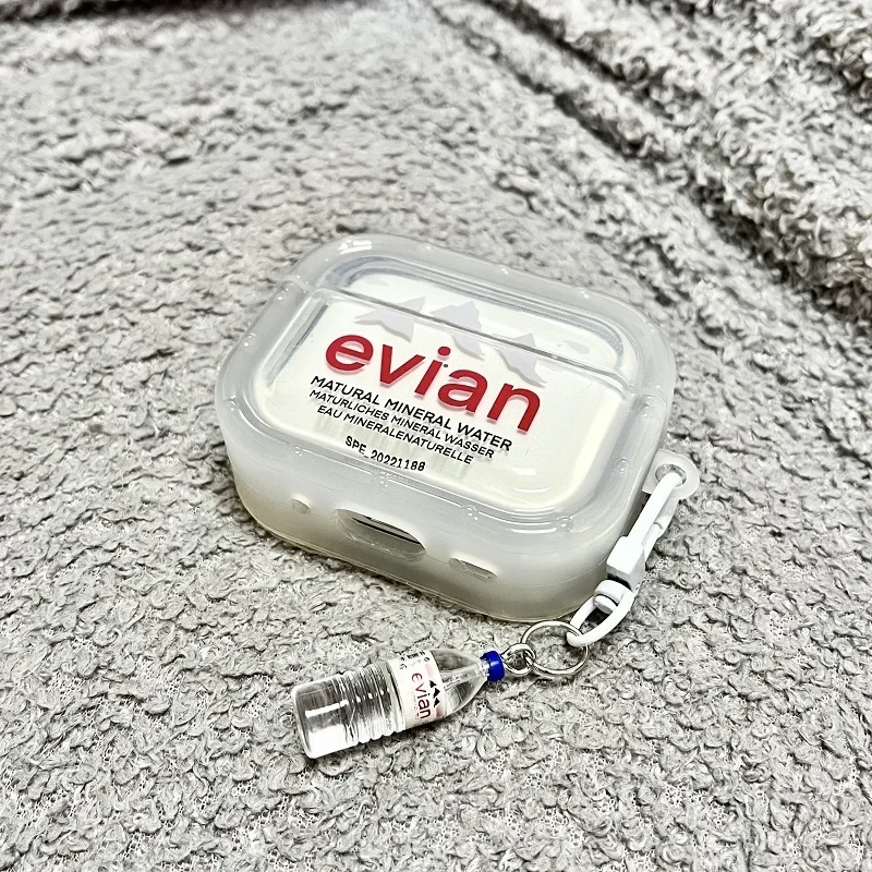 Nueva Funda Protectora Creativa para Airpods4, Funda para Airpodspro2, Airpods3, Airpods2, Funda Protectora para Auriculares con Diseño de Agua Mineral Evian