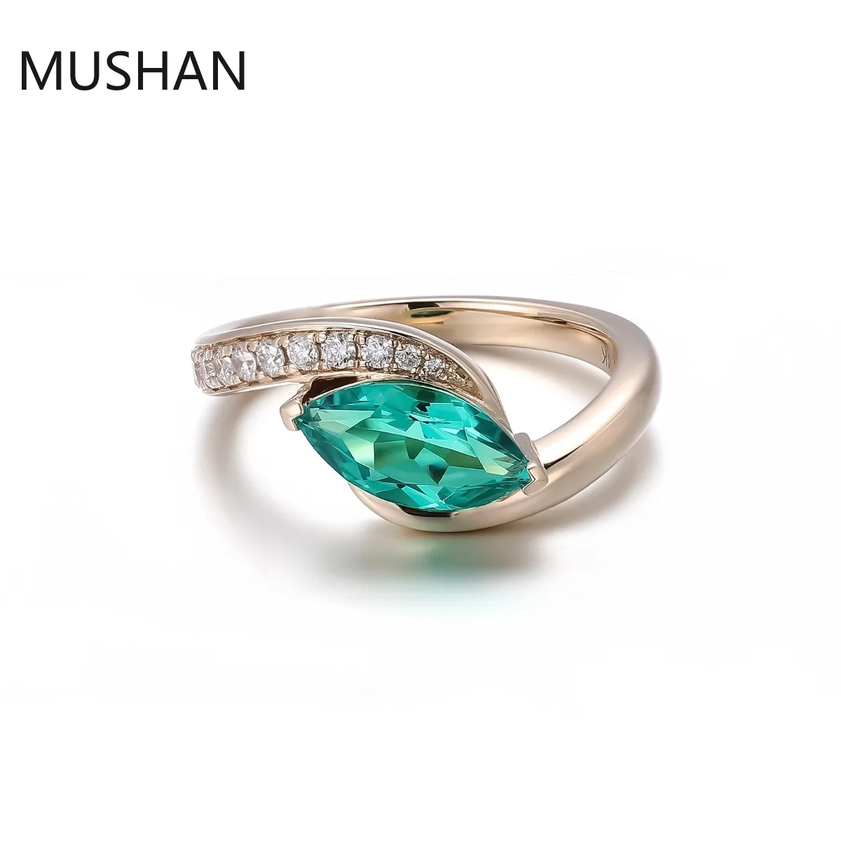MUSHAN Luxury Custom 925 Silver 14K 18K Gold Rings Band Jewelry Lab Grown Emerald Gemstones Wedding Ring For Women Fine Jewelry view 4