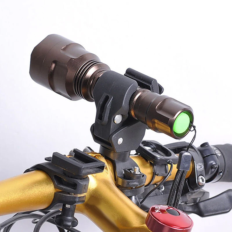 

Universal 90/360 Degree Rotating Bike Bicycle Handlebar LED Flashlight Torch Mount Clamp Clip Holder Grip Bracket (Black)