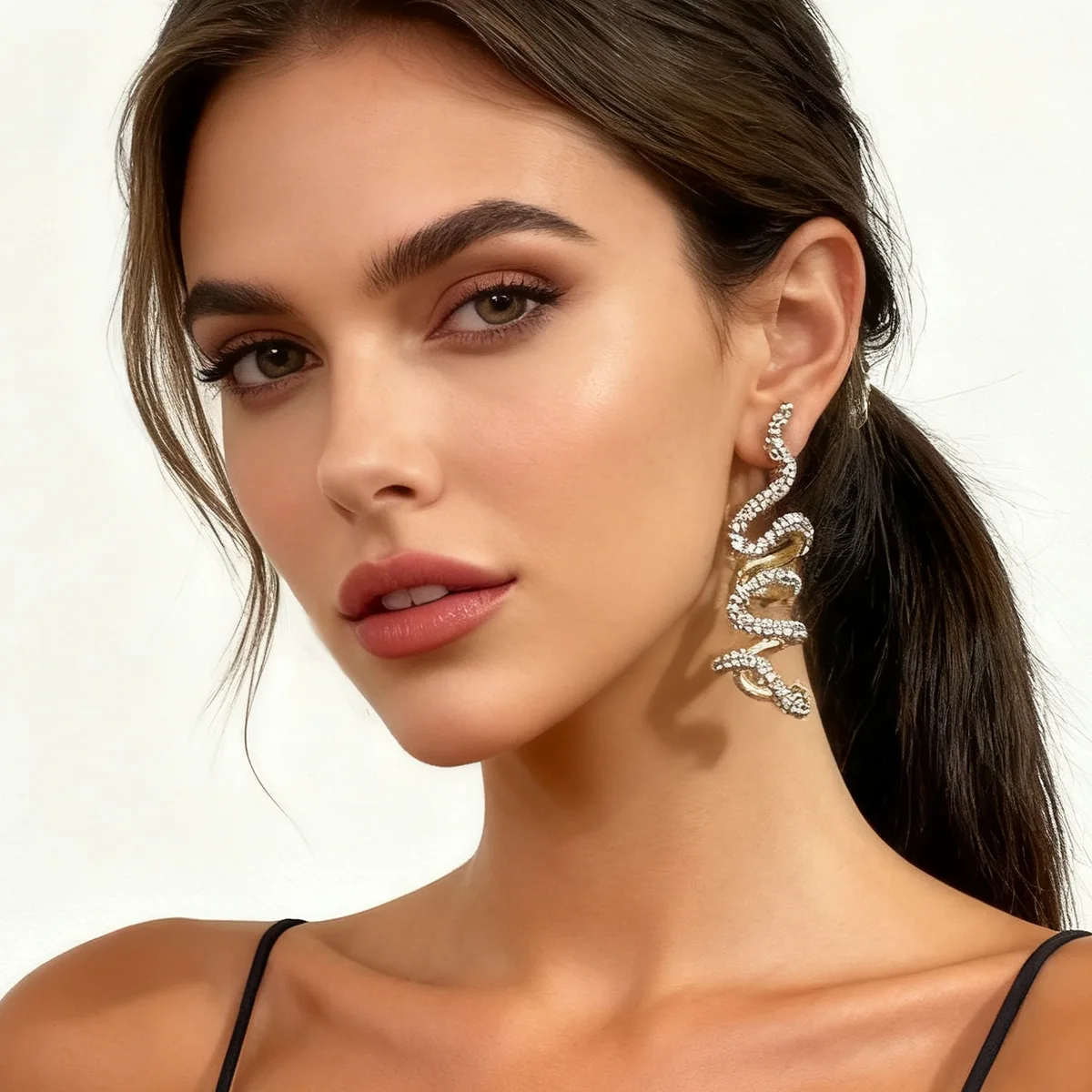 ZAA Orecchini di lusso con stampa in pelle di serpente con strass Gioielli vintage 2025 Accessori per ciondoli regalo per feste da donna alla moda