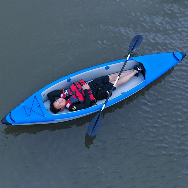 

Новый надувной каяк для рафтинга с V-образным килем для рыбалки и водных видов спорта, на 1-2 человек, с надувным дном.