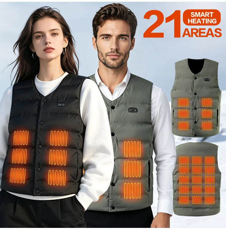 Outdoor-Winterschutz: Intelligente Heizweste für Zone 21, ohne Powerpack, Sportliche Isolierweste mit Reißverschluss, Speziell – Detail 5