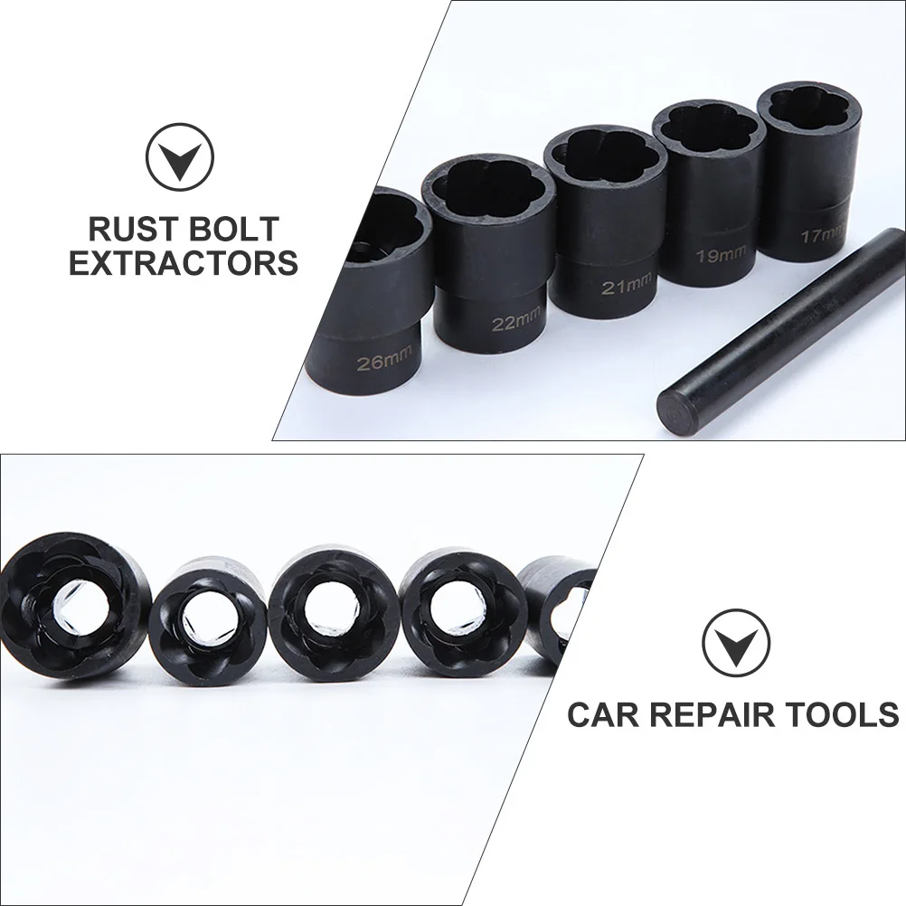 

6Pcs Wear-Resistant Nut Sockets Rust Bolt Extractors Broken Bolt Removal Tools Portable Case Nut Removing Tools