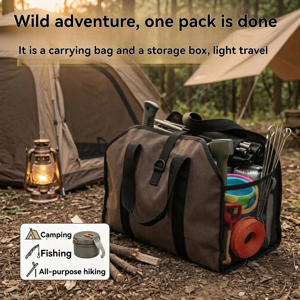 Mesh Canvas Firewood Log Carrier Tote Bag Extra Large Durable Holder For Fireplace Wood Stove Camping