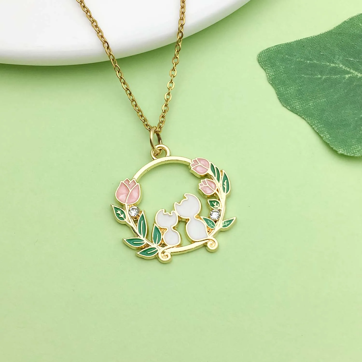 10pcs Colorful Enamel Cute Cartoon Cat Design Charms Alloy Flower Pendants for DIY Bracelet Necklace Jewelry Making Accessories