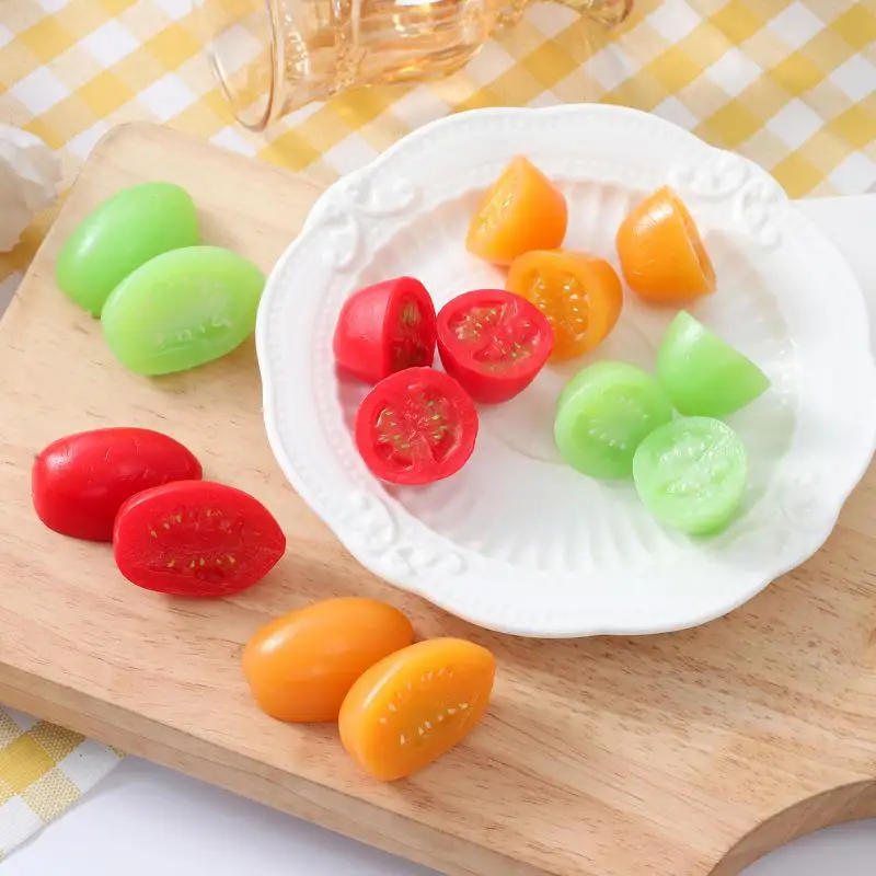 Pvc Simulation Half Cut Cherry Tomatoes Small Fruit Tomato Food Model Home Table Shop Window Decorations 10pc/lot