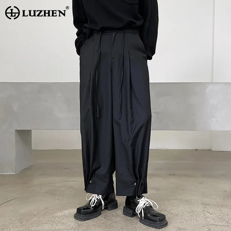 

LUZHEN с рюшами дизайн девять точек брюки мужские мода 2024 элегантные регулируемые оригинальный дизайн повседневные брюки LZ5860