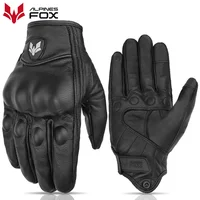 Guantes de moto perforados de cuero genuino Vintage para hombre y mujer, guantes Retro transpirables de verano para motocicleta, guantes de calle para carreras de Motocross