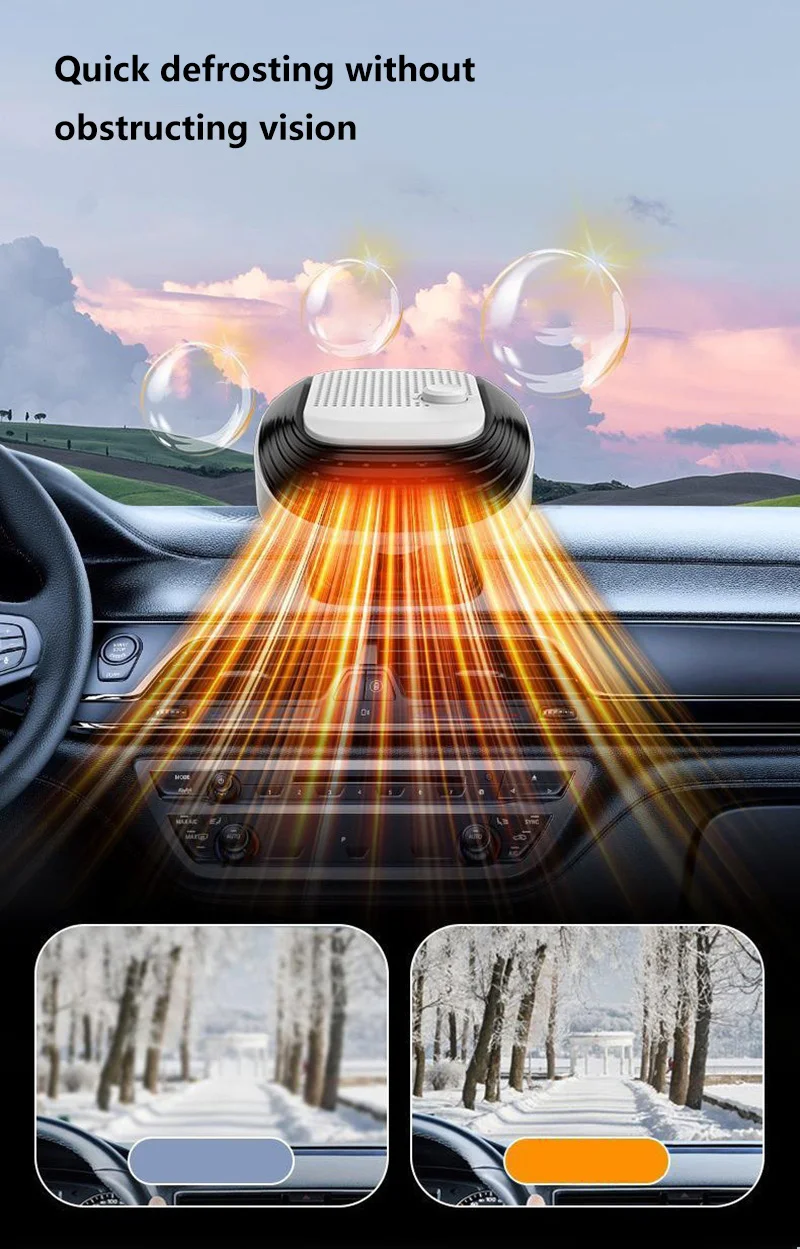Neuer 12V/24V Winter-Autoheizlüfter 360 ° Schnelle Heizung durch Rotation, großer Luftauslass, einstellbare Windgeschwindigkeit zur Enteisung der Windschutzscheibe – Detail 4