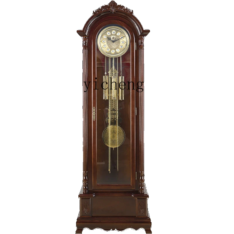 XL Mechanical Clock Retro  Floor  Living Room Decoration Standing Grandfather  Solid Wood