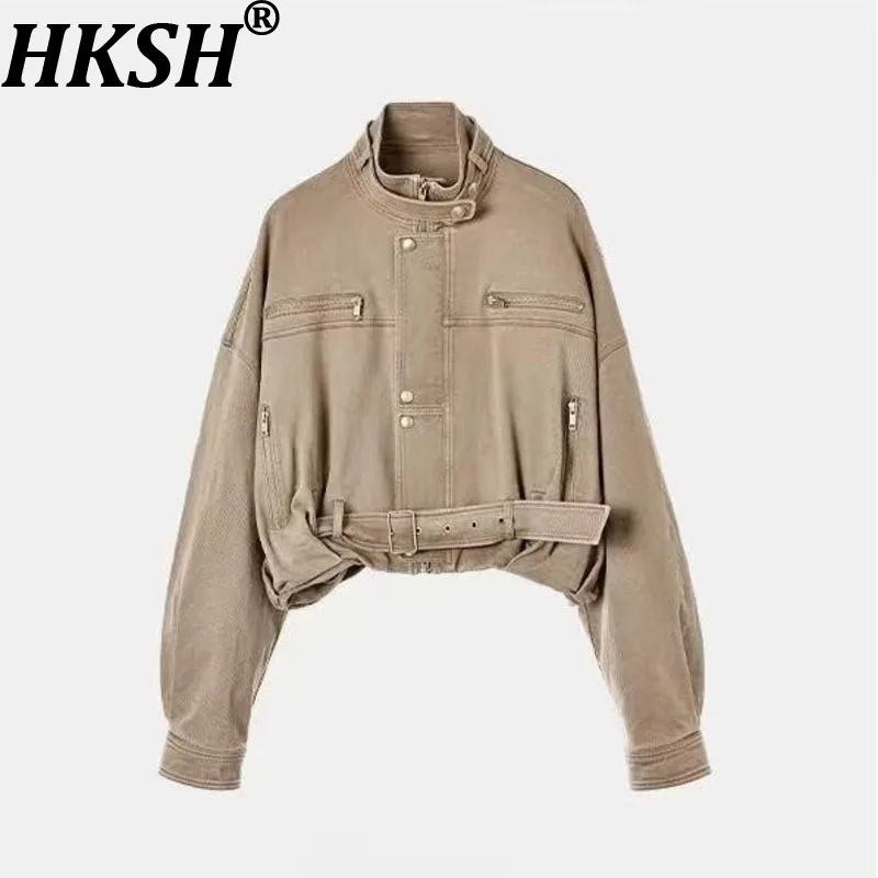 

HKSH Весенне-осенние новые мужские джинсовые куртки в американском винтажном стиле с эффектом потертости, модные женские пальто в стиле сафари HK19308