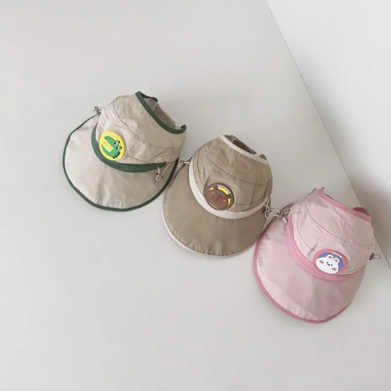 Cute Cartoon Toddler Boy Girl Sunshade Hat Summer Thin Hollow Young Kids UV-protection Big Rim Cap Outdoor Clothes Accessories