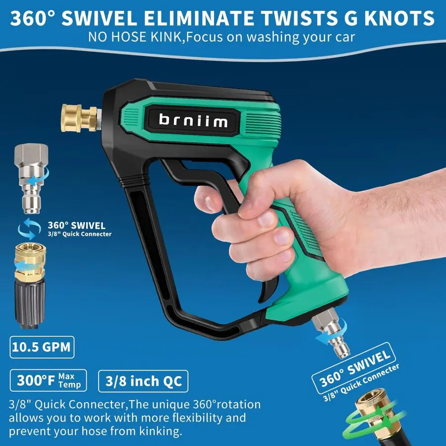 

Washer Gun with Foam Cannon Car Wash Kit, Dual ChannelsFoam Water in 1s,1 4 Inch Quick Dual Connector Accessory for Car Wash Foa