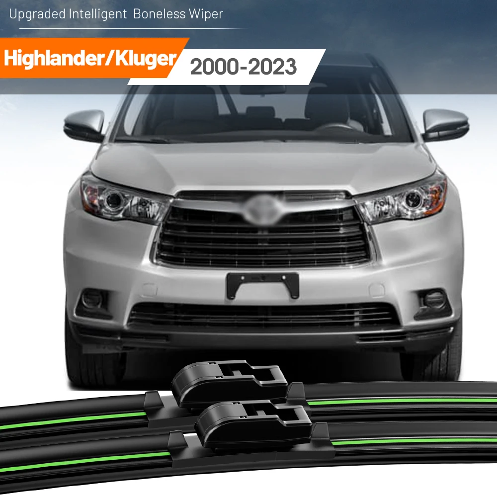 2pcs For Toyota Highlander Kluger 2000-2023 Front Windshield Wiper Blades 2008 2010 2015 2019 2022 Windscreen Window Accessories