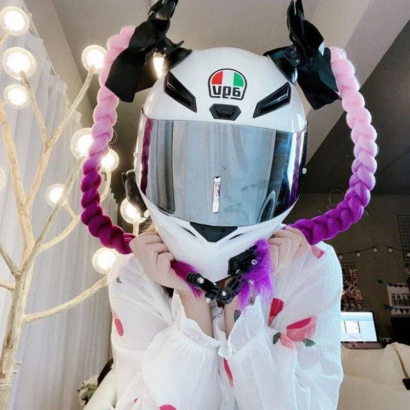 

2pcs 24 inch motorcycle helmet braid children's wig motorcycle bicycle skiing helmet decoration double ponytail