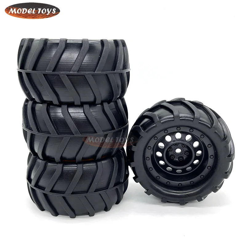 4PCS 1/16 RC Crawler รถบรรทุก Off Roader ยางยางและขอบ,3.35x1.65 นิ้ว Rock Climbing ยางสําหรับ lovermusic ยาง