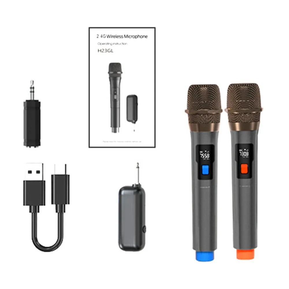 Dynamic Dual Handheld Wireless Microphone System For Events  Performances Rechargeable Convenience For Speeches Singing