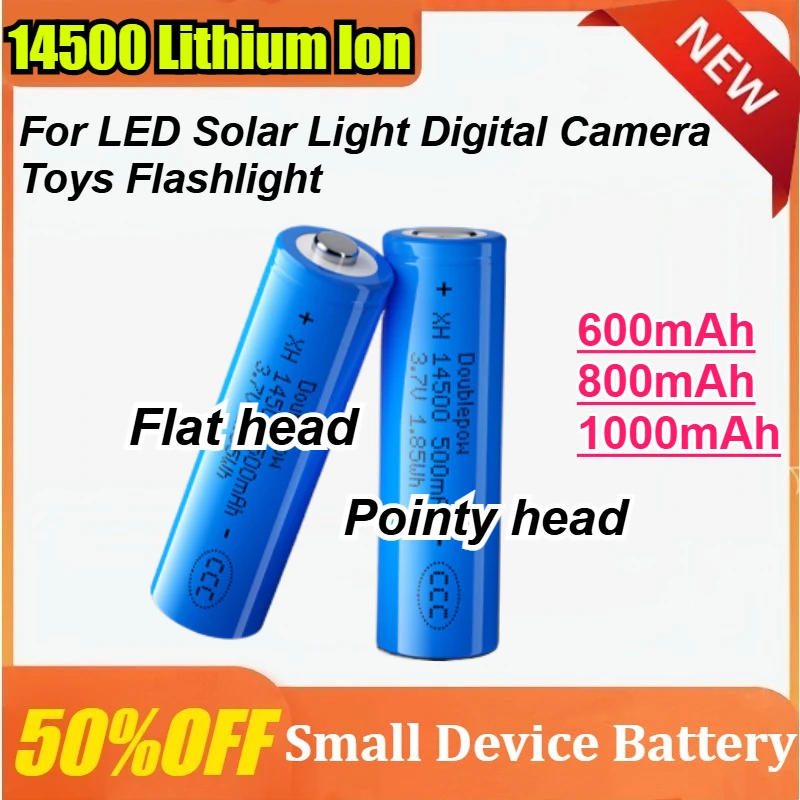 

3.7V AA 1000mAh 14500 Lithium Ion Rechargeable Battery For LED Solar Light Digital Camera Toys Flashlight Rechargeable batteries