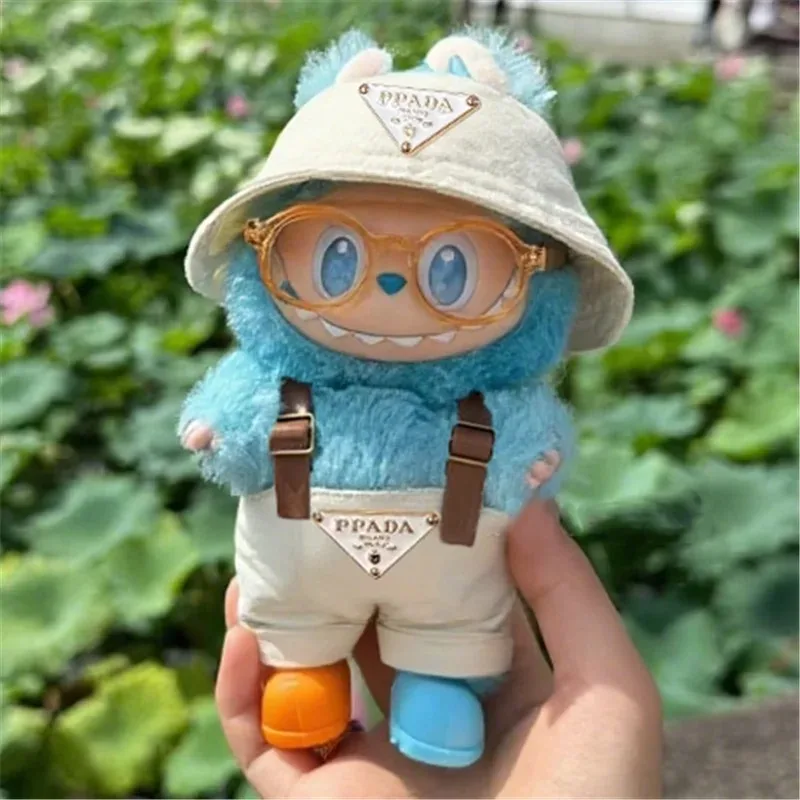 15 17 سنتيمتر ل Labubu دمية موضة المثلث المقلوب الزي قبعة حقيبة الملابس نظارات الأحذية مجموعة الملابس دمية الهدايا اكسسوارات #3