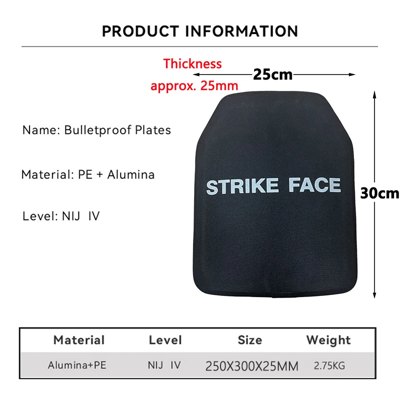 NIJ IIII UHMWPE+alumina Ceramic Composite Ballistic Bulletproof Plate Tactical Combat Independent Bulletproof Armor Panel