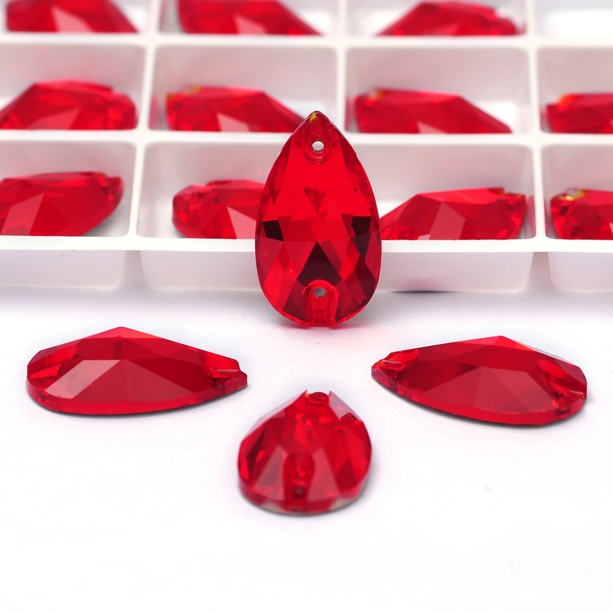 PUBRILEX Teardrop Flat Back Needlework Sew On Rhinestones Drop Glass Stones Strass Glitter Sewing Crystal Stones For Clothing