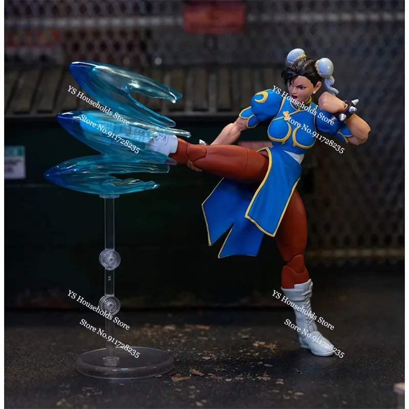 Jada Toys 1/12 Scale Blue Red Cloth Muscle Girl Chun Li Action Figure Speical Effect Ornament 6"Female Soldier Model Gift
