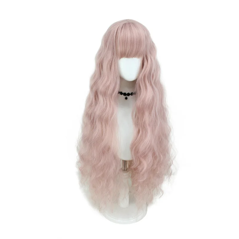 1 sztuka peruki cosplay dla kobiet, pełna peruka różowa, bardzo długie falowane włosy...