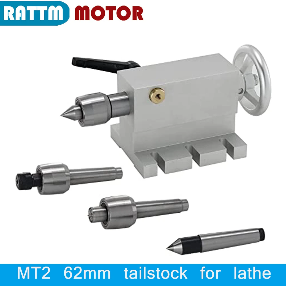 65mm MT2 Movable Tailstock With 4 Heads Replaceable work with Rotary Axis 4th Axis For CNC Engraving machine