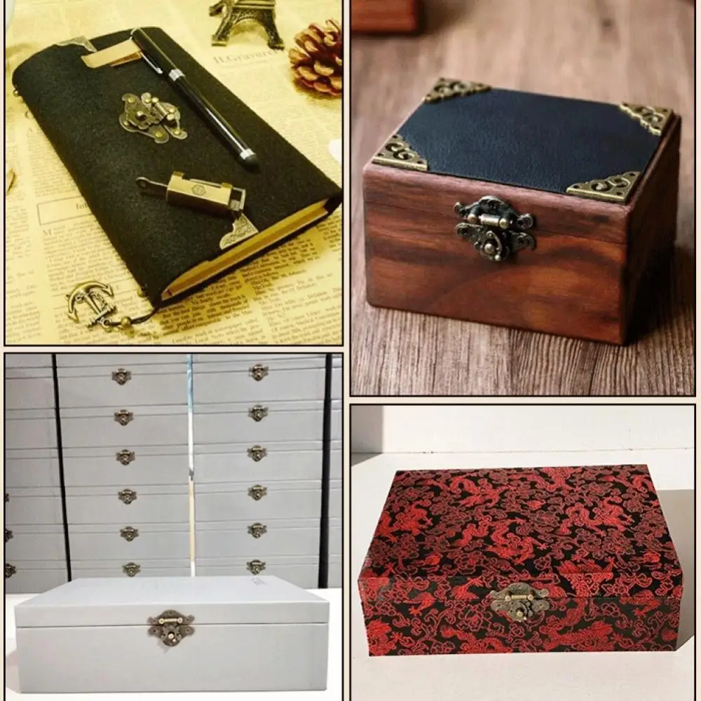 Vintage Retro Lock Notebook Suitcase Hasps Wooden Jewelry Box Latch Hasp Lock Catch