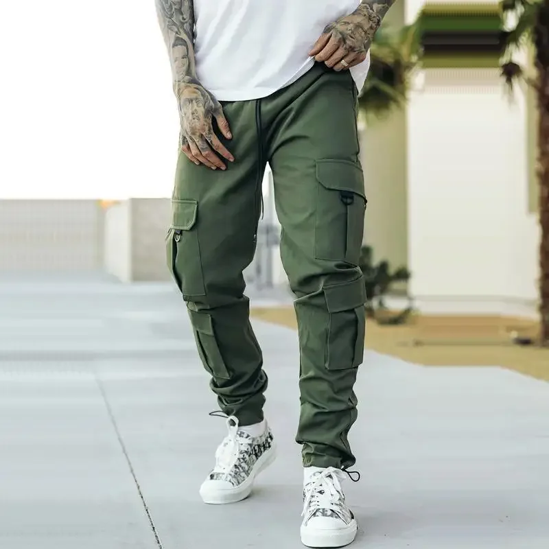 Casual New In Male Trousers Baggy Men's Cargo Pants Regular Fit Street Aesthetic Techwear Long Najtańsze Emo Tanie Wysoka jakość