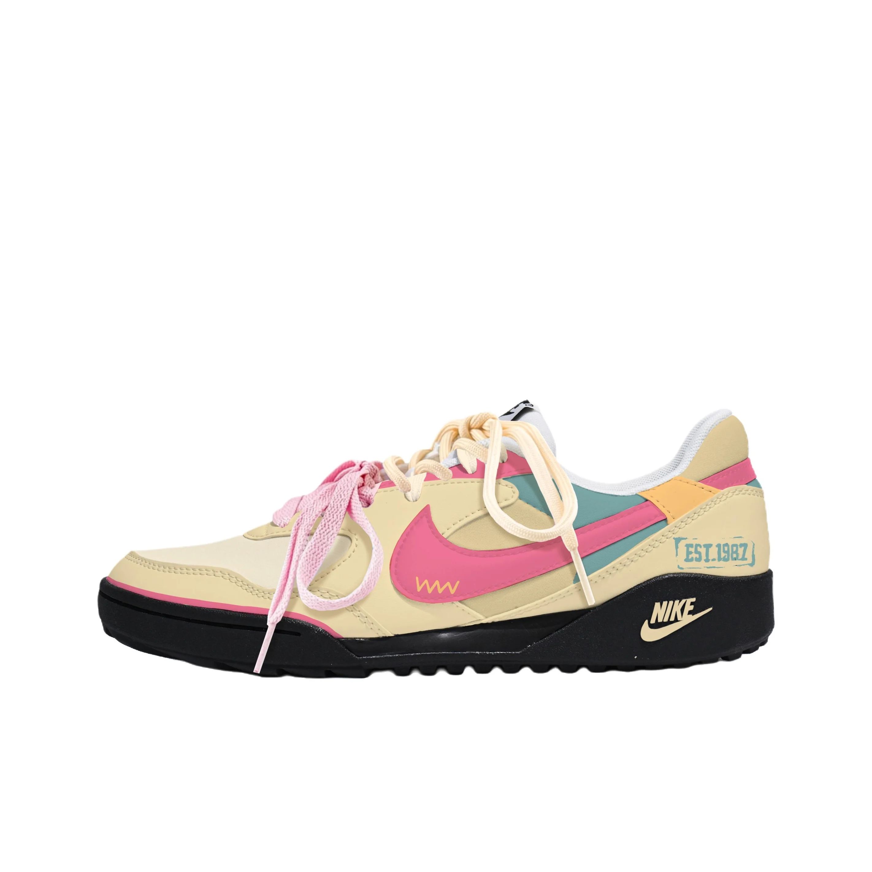 Nike Terra Manta Casual Shoes Women's Low Top Black, Pink, Yellow, Blue Multi Color Block HQ1940-100（Team2165-）
