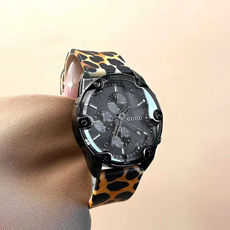 New largedial rubberstrap watch for men and women multi-functional watch quartz fashion watch for men and women accessory.
