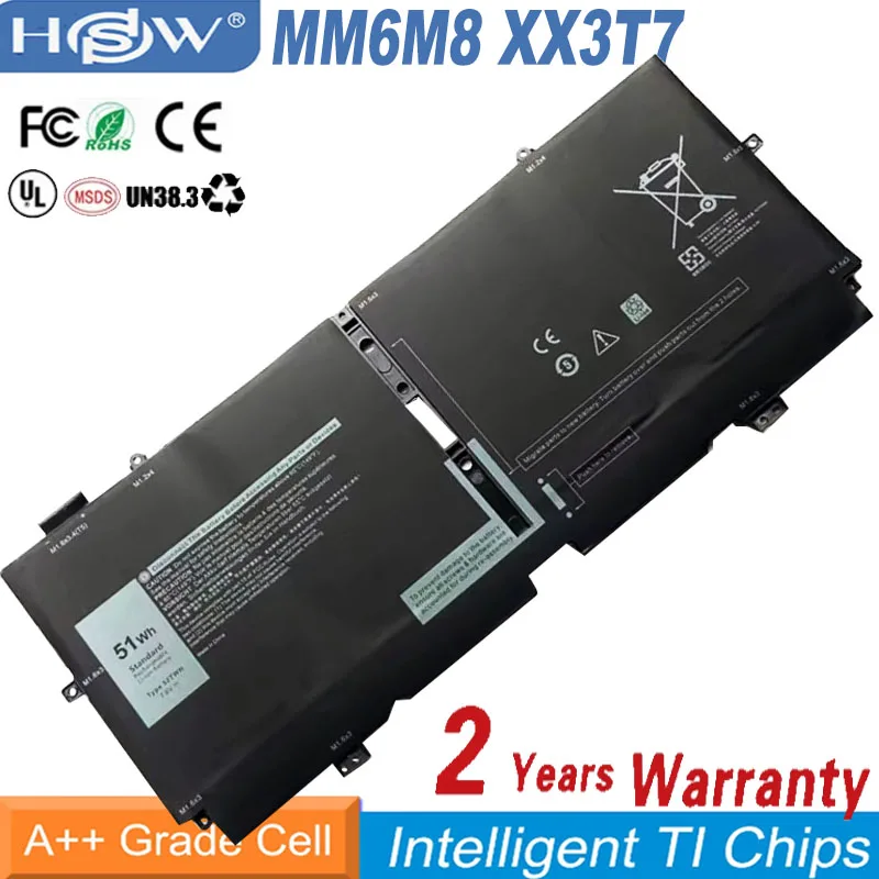 52TWH 7.6V 51WH Laptop Battery For Dell XPS 13 7390 2-in-1 Series Notebook P103G P103G001 P103G002 MM6M8 0MM6M8 XX3T7