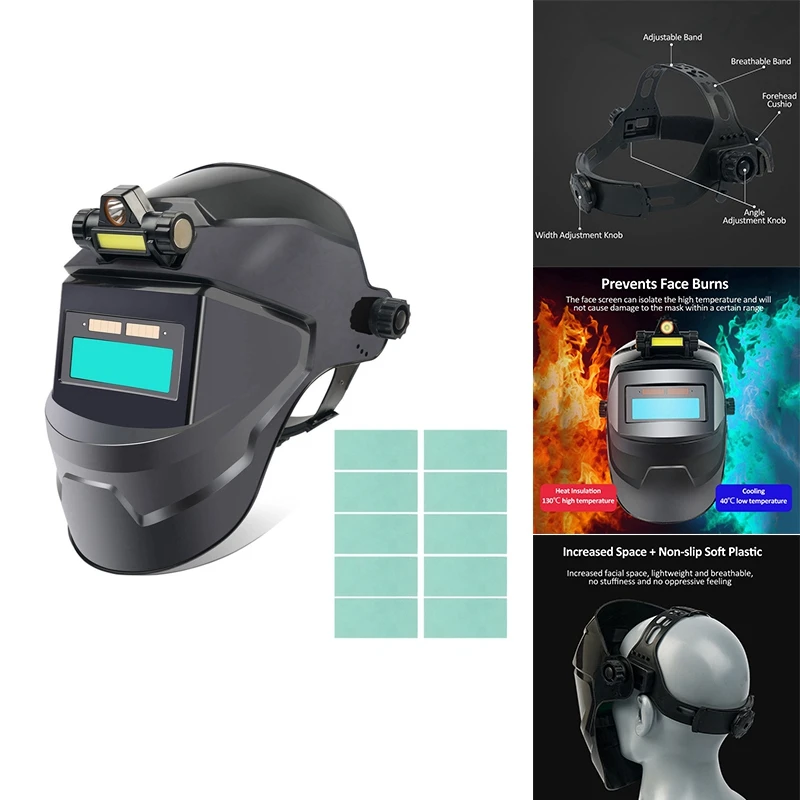 

Auto Darkening Welding Helmet Welding Mask With LED Light Solar Powered Welder Helmet Face Mask Easy Install