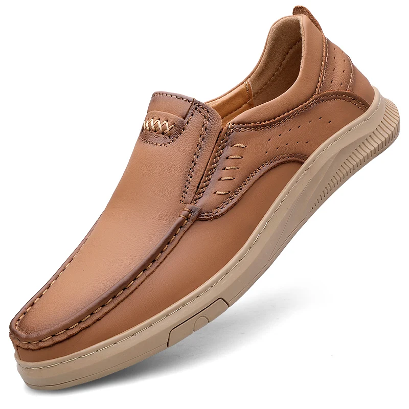 

100% cowhide loafers Men's leather shoes New large size Fashion bottom men's shoes Casual sports mens workwear shoes sneakers