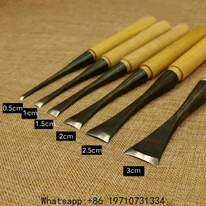 

6PC SET Woodwork Carving Knife Round Cirle Dig a Hole Spoon Knife Chisel 0.5-3cm Hand Wood Carving Knives