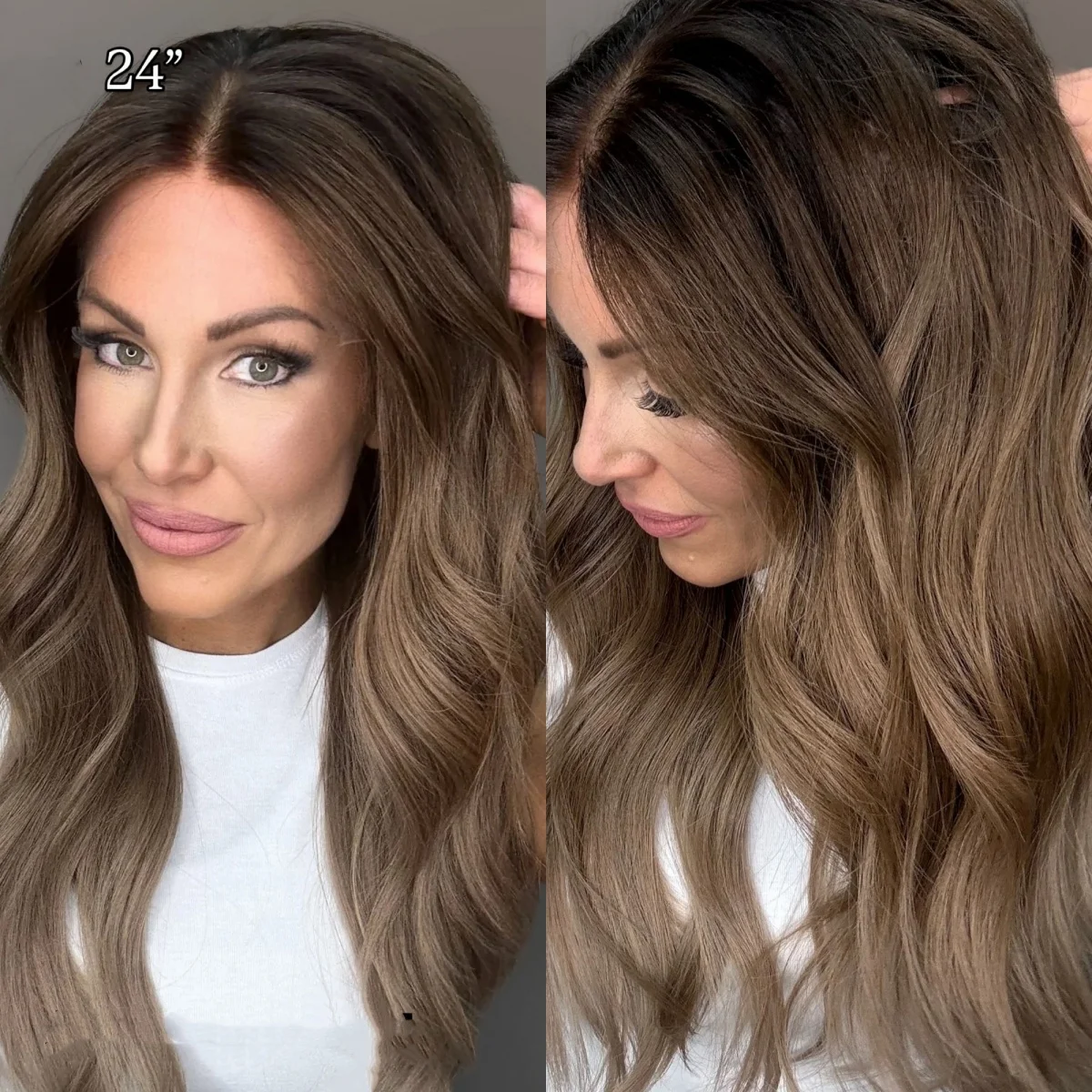 Ladies Wig Ombre Chestnut Brown Natural Hair Women Wigs Synthetic Soft Lace Frontal Wig Beginner Friendly High Quality Wig 24