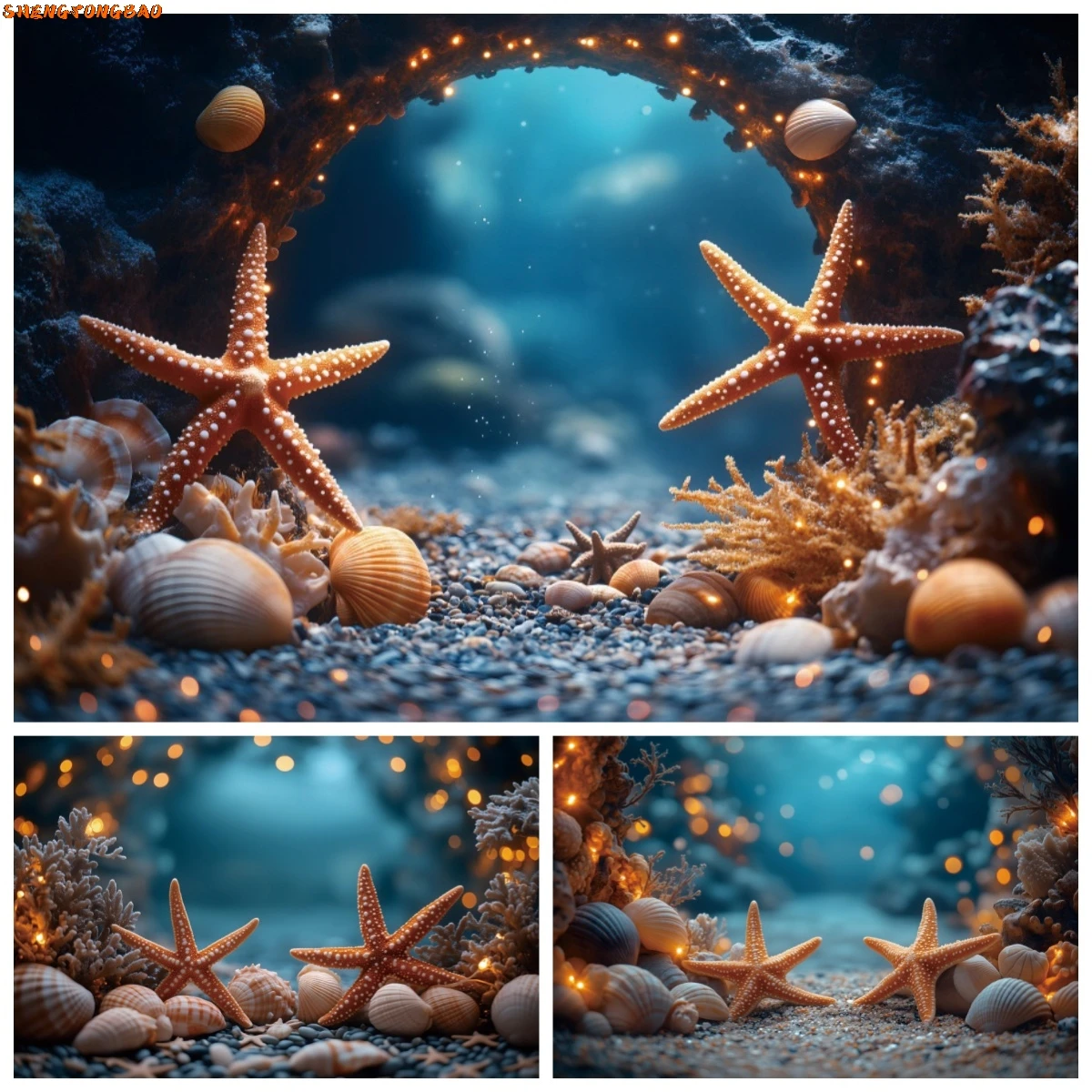 

Underwater World Starfish Backdrop Photography Boy Girl Birthday Party Decoration Kid Portrait Photo Background Photobooth Props