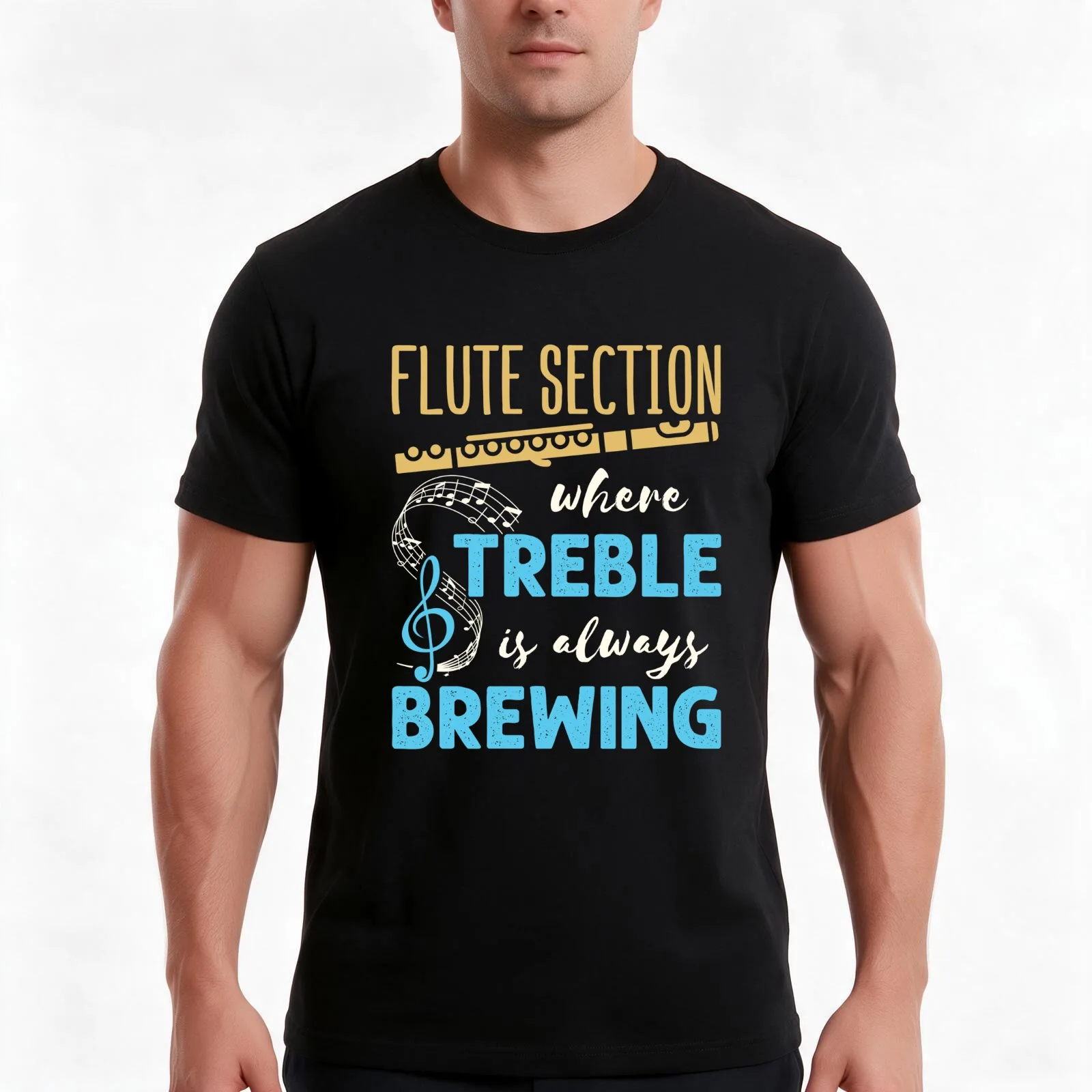 Flute Section Where Treble Is Always Brewing T-Shirt, Summer Casual Cotton Tee, Oversized Streetwear Tops, Vintage Graphic Print