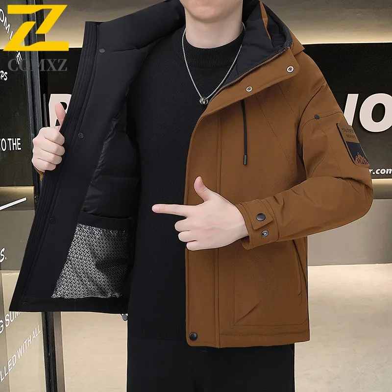 COMXZ Men Puffer Jacket Comfortable Trendy Short Fashion Lightweight Skiing Padding Coat Snowy Casual Versatile Winter Jacket