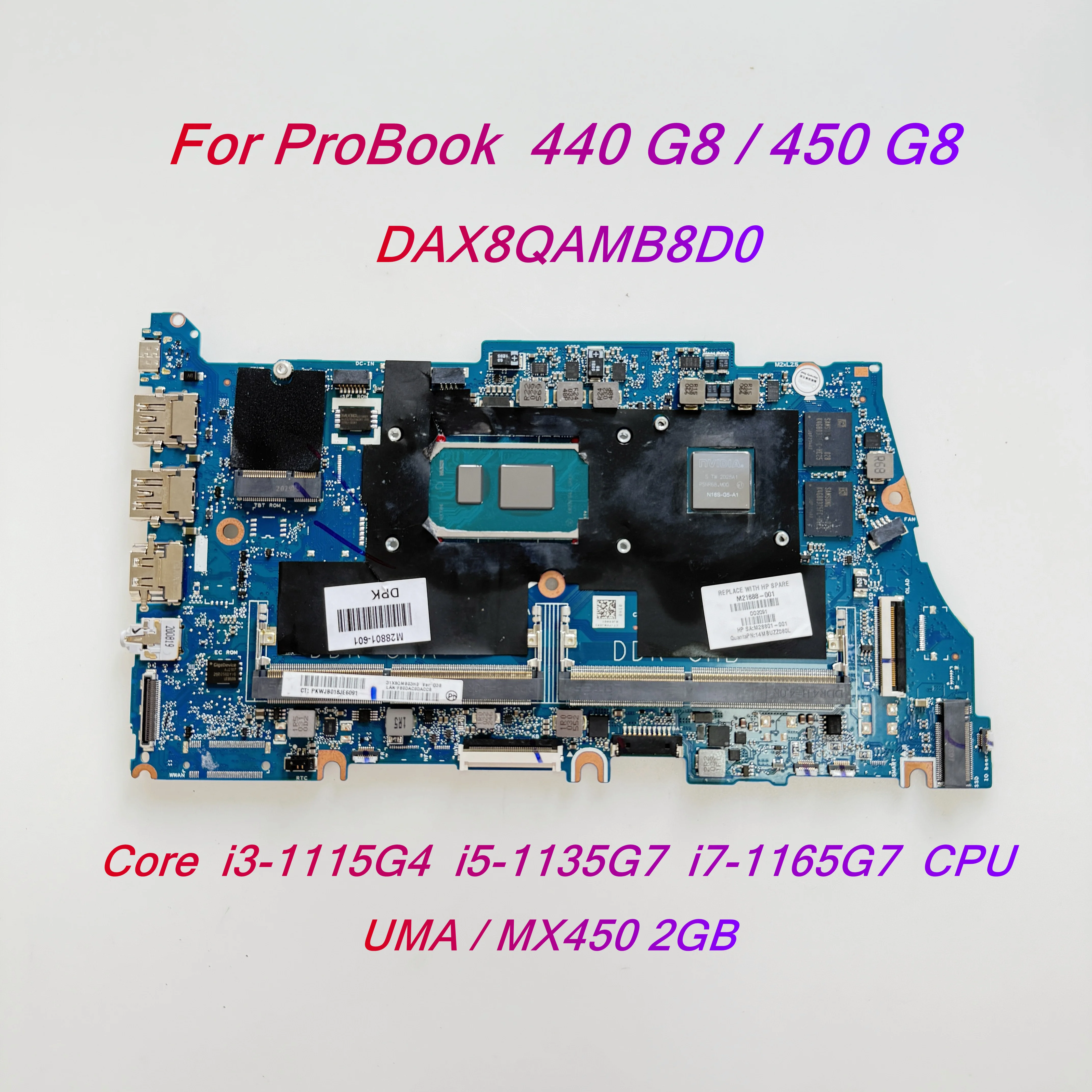 DAX8QAMB8D0 For HP ProBook 440 G8 450 G8 X8QA Laptop Motherboard