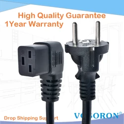 Right Angle C19 to Europe plug Power Cable for Server/PDU, Connected To C20 AC Power Cable Schuko Adapter L-shaped Lead Cord