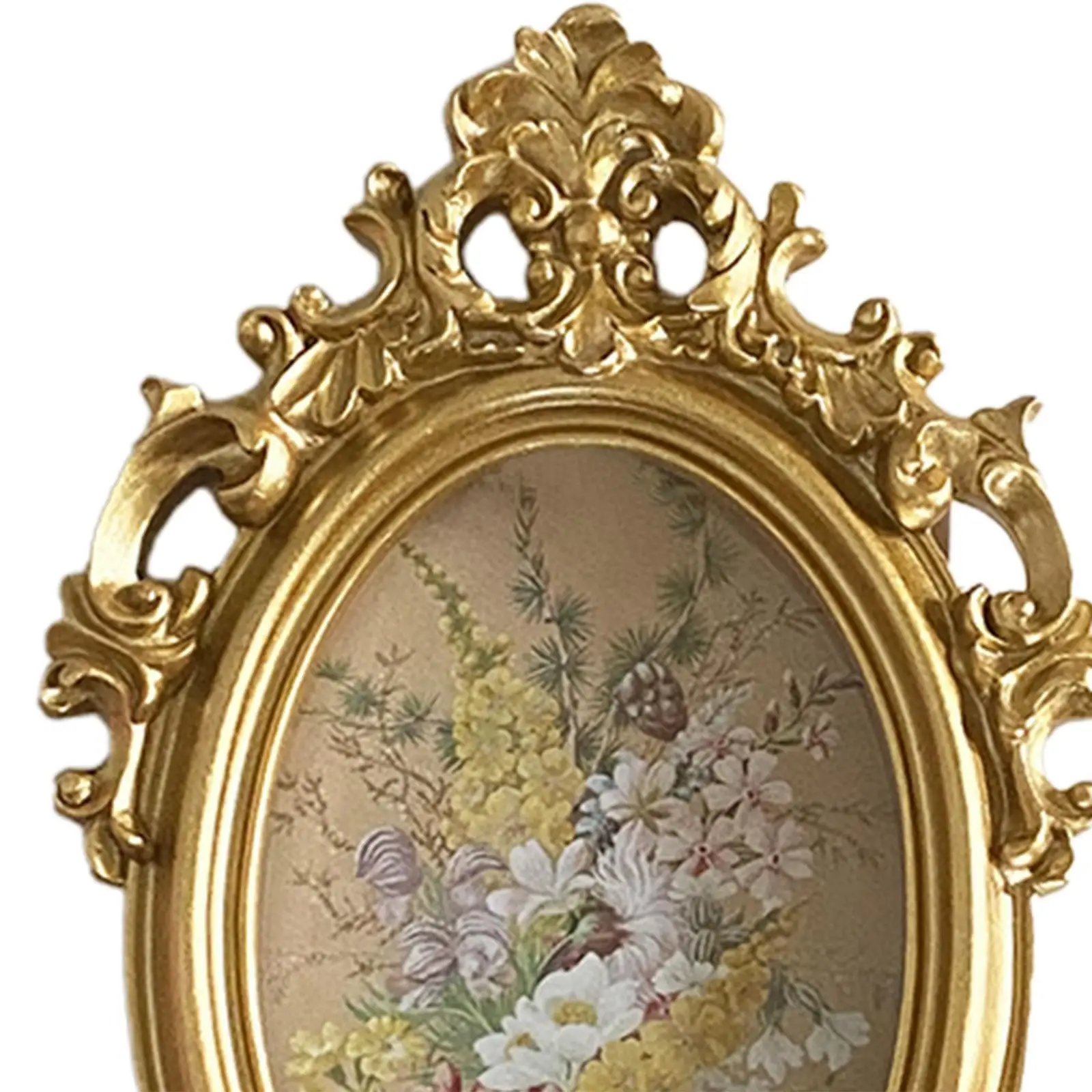 Retro Style Photo Frame Embossed Ornament Tabletop Wall Hanging Resin Picture Frame Display Holder for Living Room Hallway Home