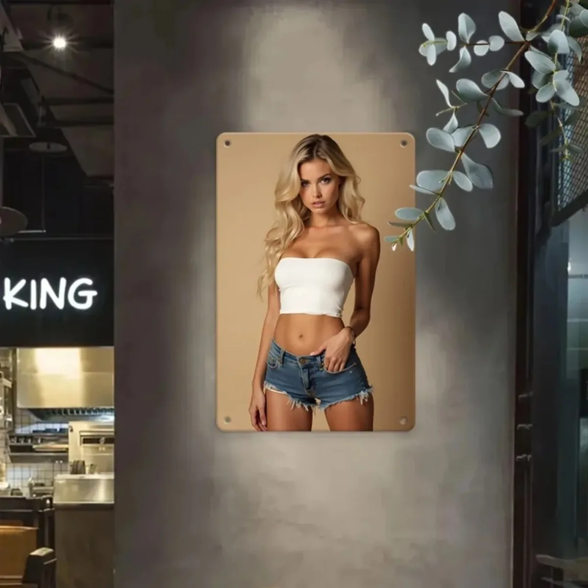 خمر جدار معدني الفن الرجعية شقراء سيدة تصميم الحديد ديكور المنزل مكتب