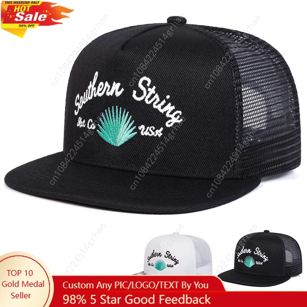 Unisex SOUTHERN STRING Embroidery Hip-hop Net Hats Spring Summer Outdoor Adjustable Casual Baseball Caps Sunscreen Hat Cap
