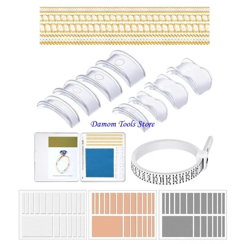 

57BE 71Pcs Rings Size Adjuster Rings Guard Clip Invisible Tightener Rings for Women Men Adjuster Rings Sizer Measuring