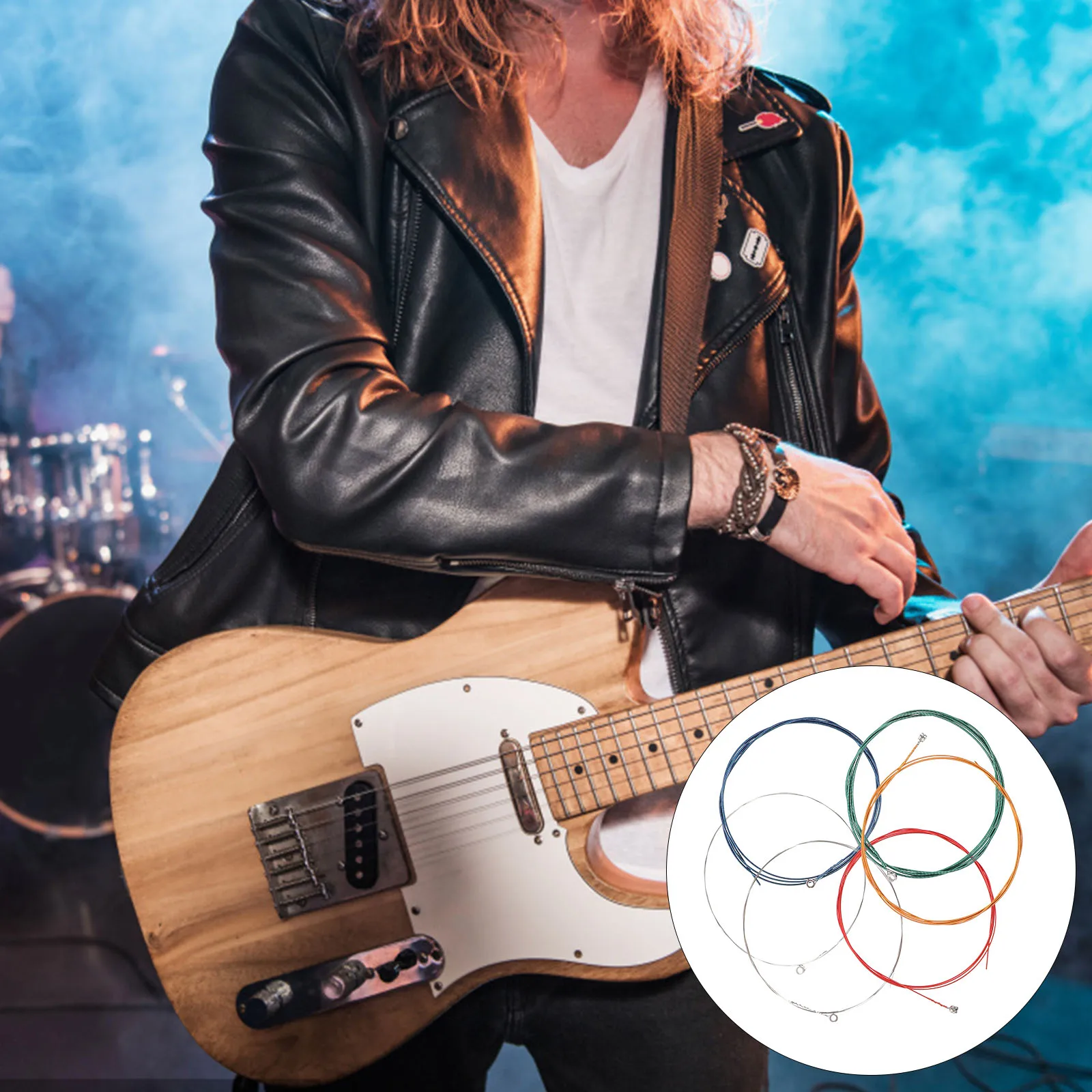 

6pcs Colorful Guitar Strings Set Durable Hexagonal Steel Nickel Clear Tone For Acoustic Guitar Replacement Steel