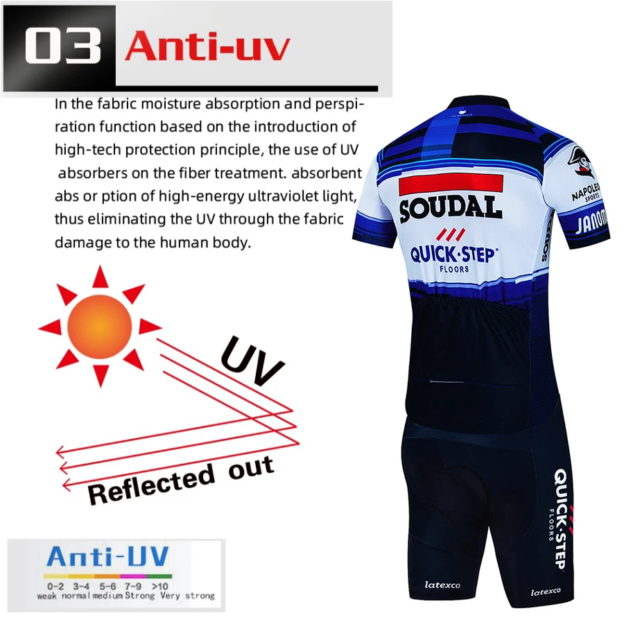 QUICK STEP Cycling Mtb Men\'s Suit Maillot Cyclisme Clothes Man Summer 2024 Pants Gel Jerseys Sportswear Uniform Road Bike Jersey